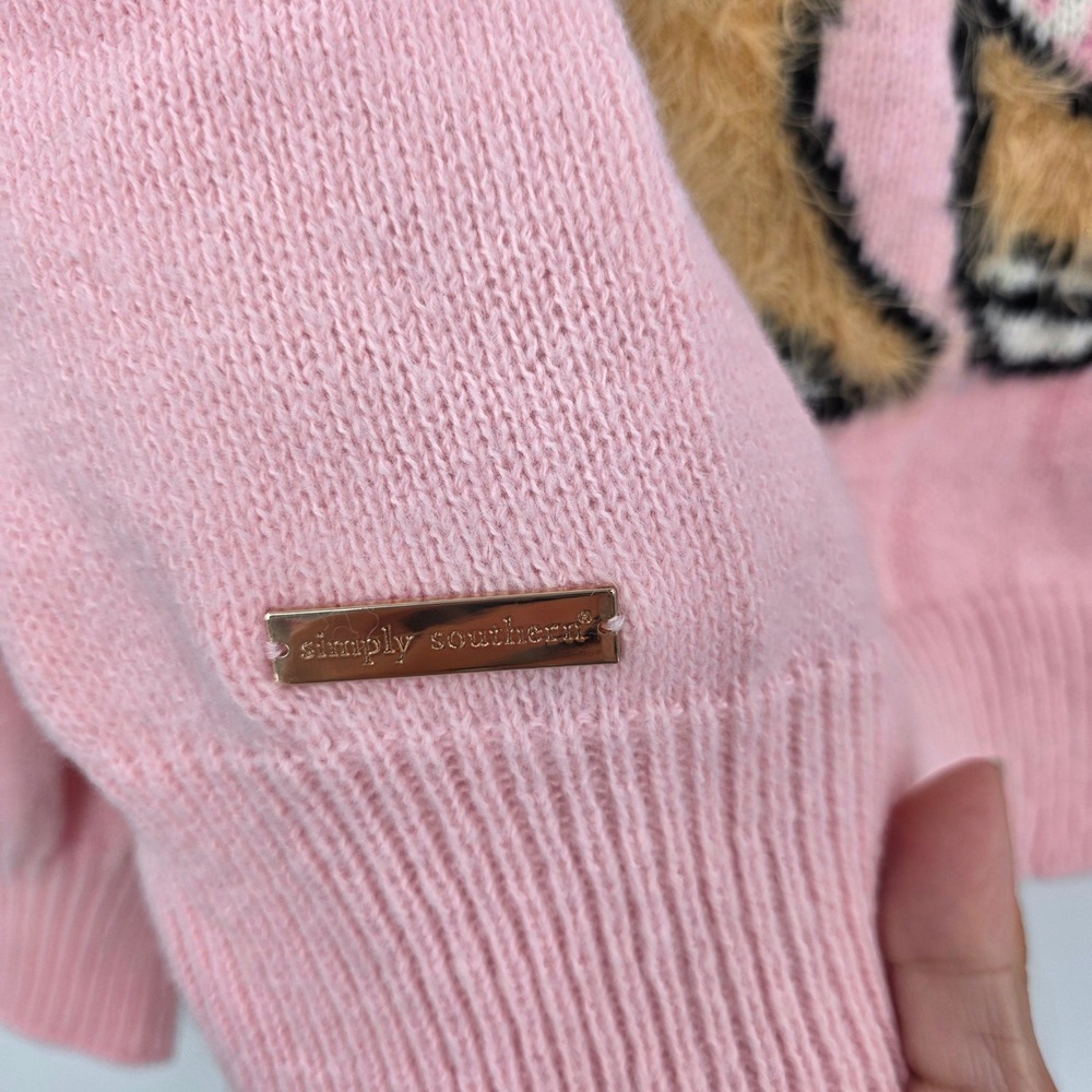 SIMPLY SOUTHRN Pink Cowgirl Boots Bow Knit Sweater Women's Cozy Pullover S NWT - Picture 6 of 8